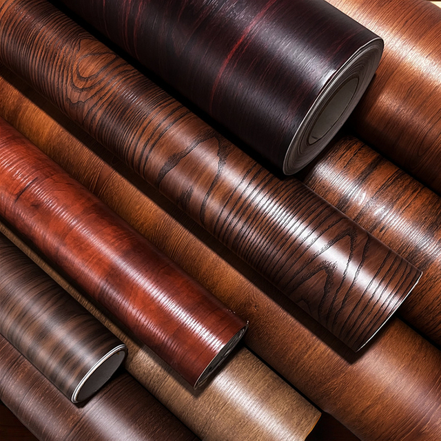 Dekorasi Klossy Berwarna 0,3 mm Film PVC kayu kaku untuk fasad furnitur