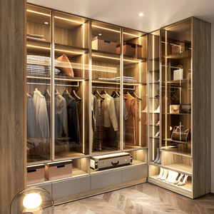 Dulap de dulapuri design dormitor modern sticlă glisantă aluminiu de aluminiu Suport de susținere în dulapuri Para Habarcion
